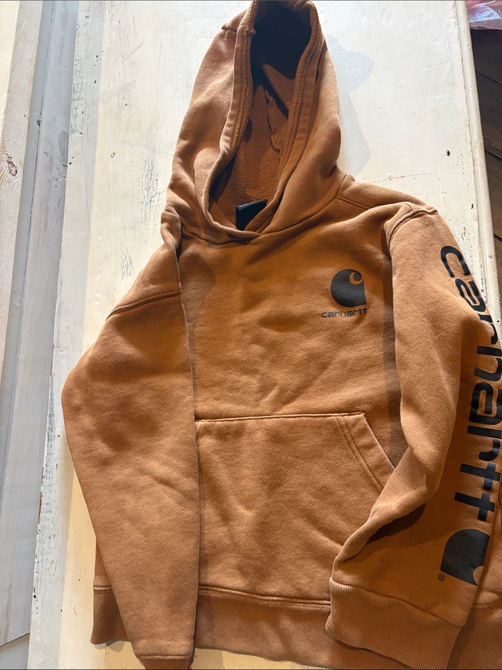 Carhartt Tan/Brown Logo Pullover Hoodie
